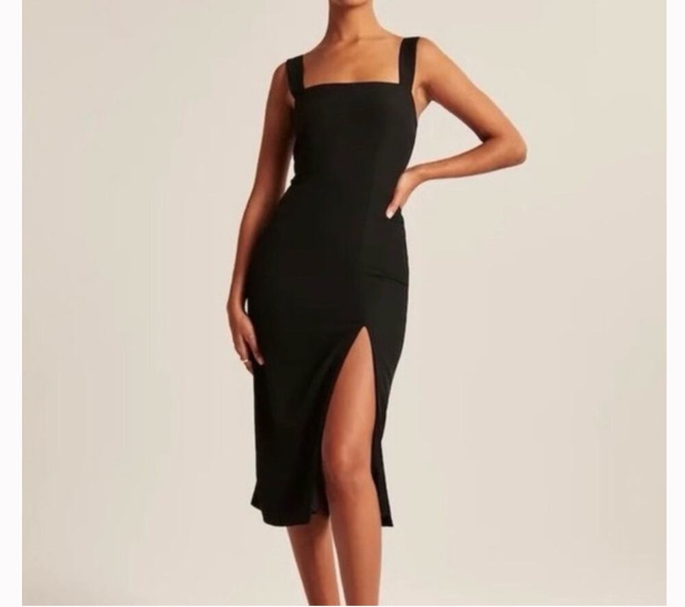 Abercrombie & Fitch Large Midi Dress Square Neck Stretch Empire Waist Sleeveless